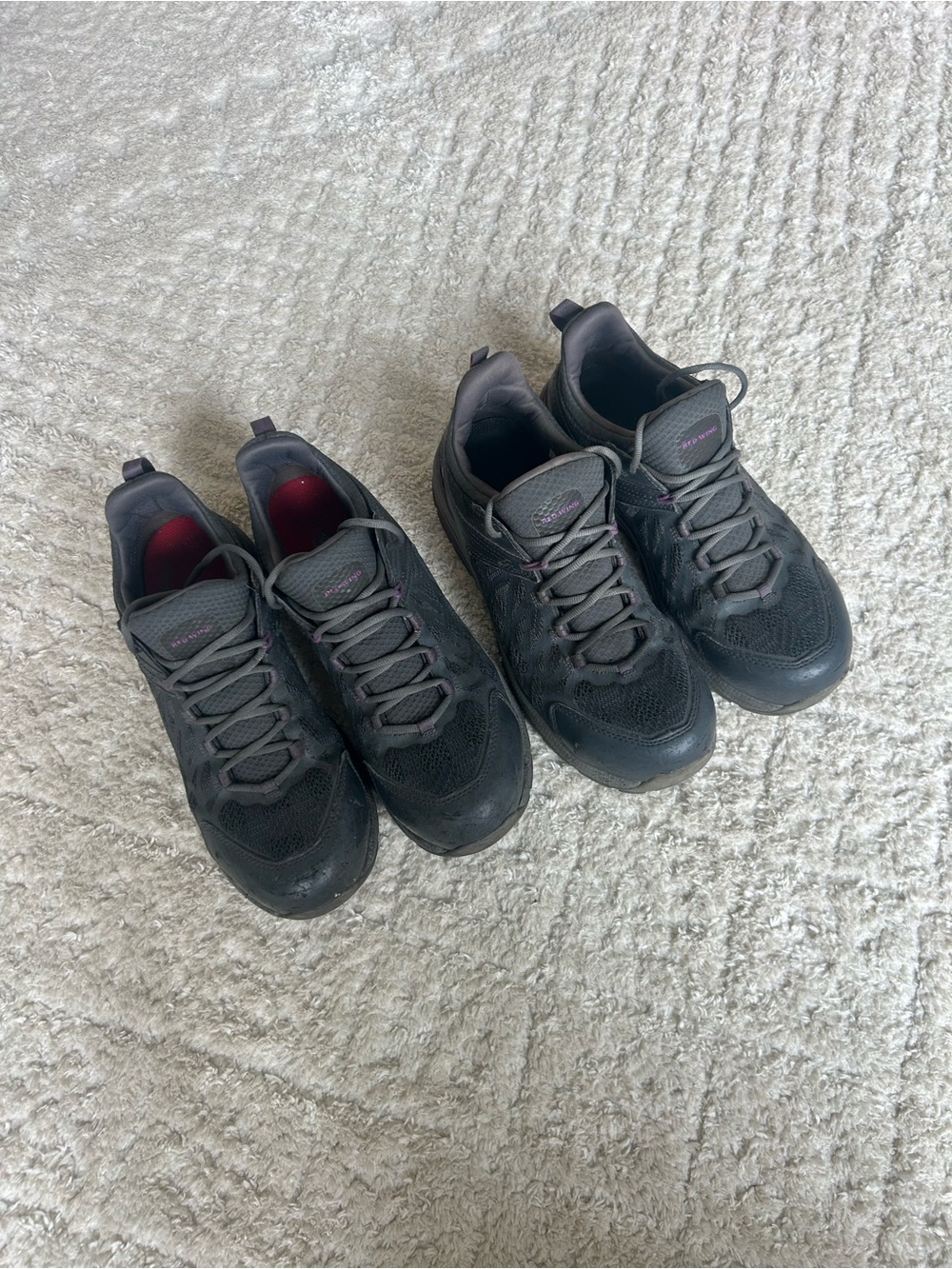 Women’s steel toe boots lace tennis shoes gray purple size 9 set of 2 pairs